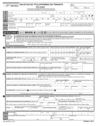 Formulario MV-82ITPS Solicitud De Titulo/Permiso En Transito - New York (Spanish)