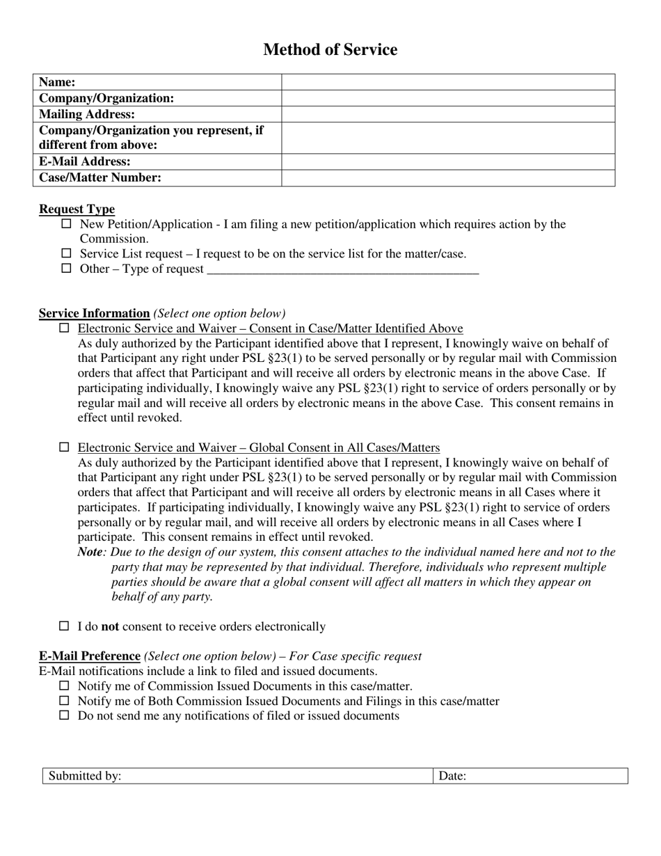 New York Method of Service Fill Out, Sign Online and Download PDF
