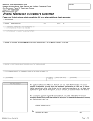 Document preview: Form DOS-0241-F-L-A Original Application to Register a Trademark - New York