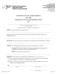 Form DOS-2118 Amendment to the Certificate of Incorporation (Name Change Only) - New York