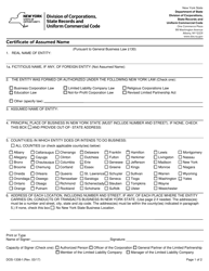 Document preview: Form DOS-1338-F Certificate of Assumed Name - New York