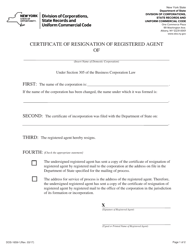 Document preview: Form DOS-1659-F Certificate of Resignation of Registered Agent - New York