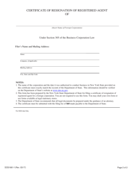 Form DOS1661-F Certificate of Resignation of Registered Agent - New York, Page 2