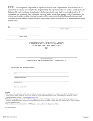 Form DOS-1340-F Certificate of Resignation for Receipt of Process - New York, Page 2