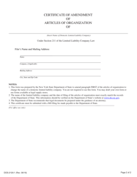 Form DOS-2120-F Certificate of Amendment of Articles of Organization (Name Change Only) - New York, Page 2