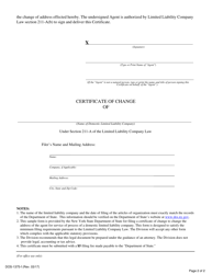 Form DOS-1375-F Domestic Limited Liability Company Certificate of Change - New York, Page 2