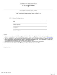 Form DOS-1370-F Foreign Limited Liability Company Certificate of Resignation of Registered Agent - New York, Page 2