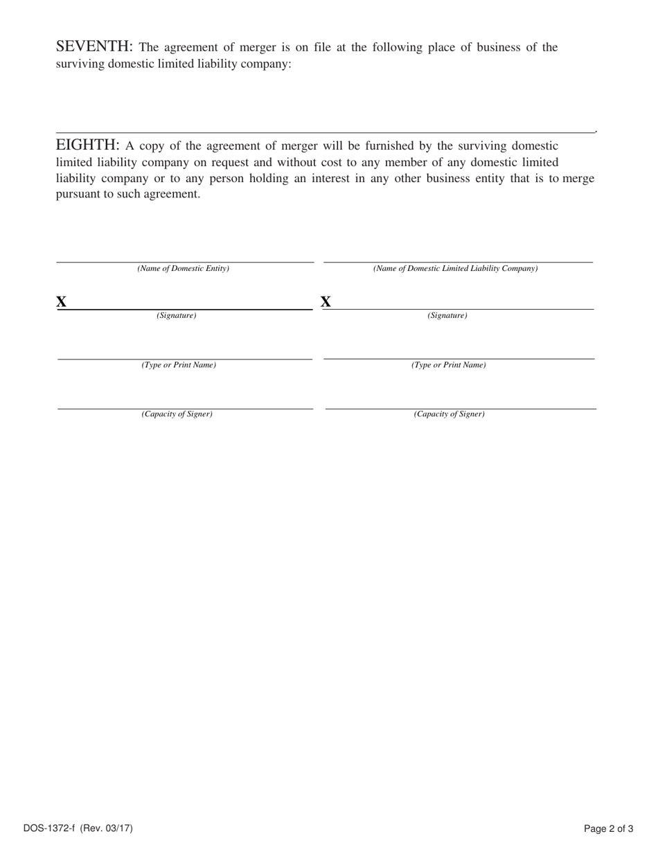 Form DOS-1372-F - Fill Out, Sign Online and Download Fillable PDF, New ...