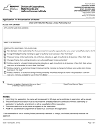 Document preview: Form DOS-1132-F-A Application for Reservation of Name - New York