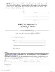 Form DOS-1373-F Certificate of Resignation for Receipt of Process - New York, Page 2