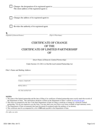 Form DOS-1388-F Certificate of Change of the Certificate of Limited Partnership - New York, Page 2