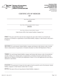 Document preview: Form DOS-1371-F Certificate of Merger - New York