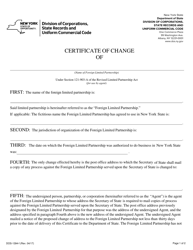 Form DOS-1394-F Foreign Limited Partnership Certificate of Change - New York