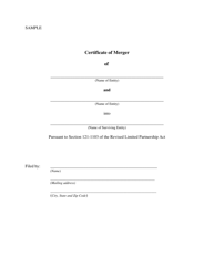 Document preview: Sample Cover Sheet for Limited Partnership Certificate of Merger - New York