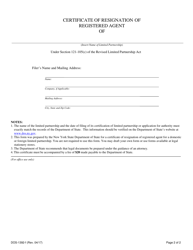 Form DOS-1392-F Certificate of Resignation of Registered Agent - New York, Page 2