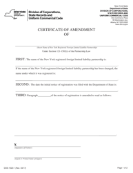 Form DOS-1520-F Certificate of Amendment - New York