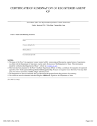 Form DOS-1525-F Certificate of Resignation of Registered Agent - New York, Page 2