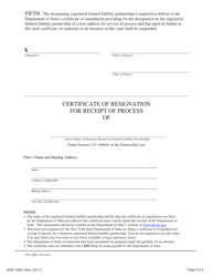 Form DOS-1528-F Certificate of Resignation for Receipt of Process - New York, Page 2