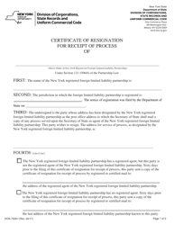 Document preview: Form DOS-1529-F Certificate of Resignation for Receipt of Process - New York