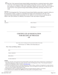 Form DOS-1529-F Certificate of Resignation for Receipt of Process - New York, Page 2
