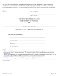 Form DOS-1395-F Certificate of Resignation for Receipt of Process - New York, Page 2