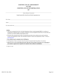 Form DOS-2119-F Certificate of Amendment of the Certificate of Incorporation - New York, Page 3