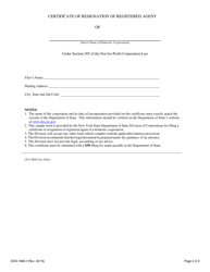 Form DOS-1668-F Certificate of Resignation of Registered Agent - New York, Page 2