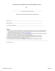 Form DOS-1669-F Certificate of Resignation of Registered Agent - New York, Page 2