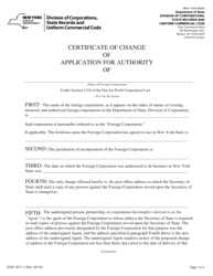 Form DOS-1671-F Certificate of Change of Application for Authority - New York