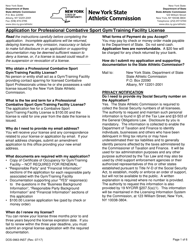 Document preview: Form DOS-0963-F-A Application for Professional Combative Sport Gym/Training Facility License - New York