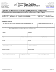 Form DOS-0963-F-A Application for Professional Combative Sport Gym/Training Facility License - New York, Page 2