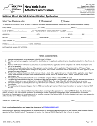 Document preview: Form DOS-2068-F-A National Mixed Martial Arts Identification Application - New York