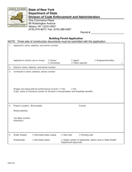Form DOS301 &quot;Building Permit Application&quot; - New York