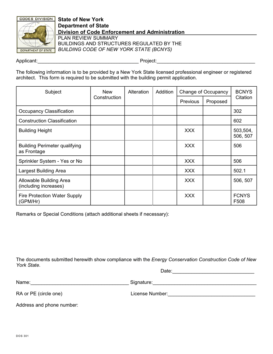 Form DOS301 Building Permit Application - New York, Page 4
