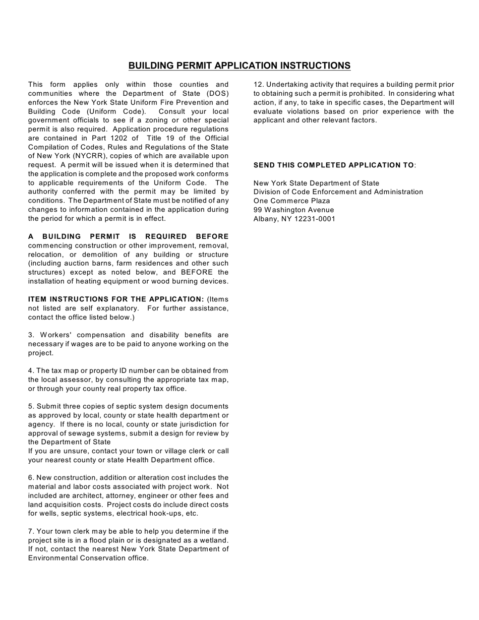 Form DOS301 Building Permit Application - New York, Page 5