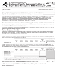 Form AU-12.1 Employment Test for Businesses Certified by Empire State Development (Esd) Before April 1, 2005 - New York