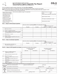 Form CG-5 Nonresident Agent Cigarette Tax Report - New York