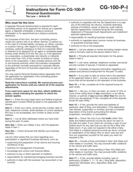 Document preview: Instructions for Form CG-100-P Personal Questionnaire - New York