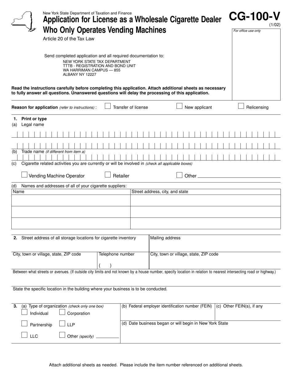 Form CG-100-V - Fill Out, Sign Online and Download Printable PDF, New ...