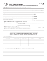 Form DTF-4 &quot;Offer in Compromise for Liabilities Not Fixed and Final, and Subject to Administrative Review&quot; - New York