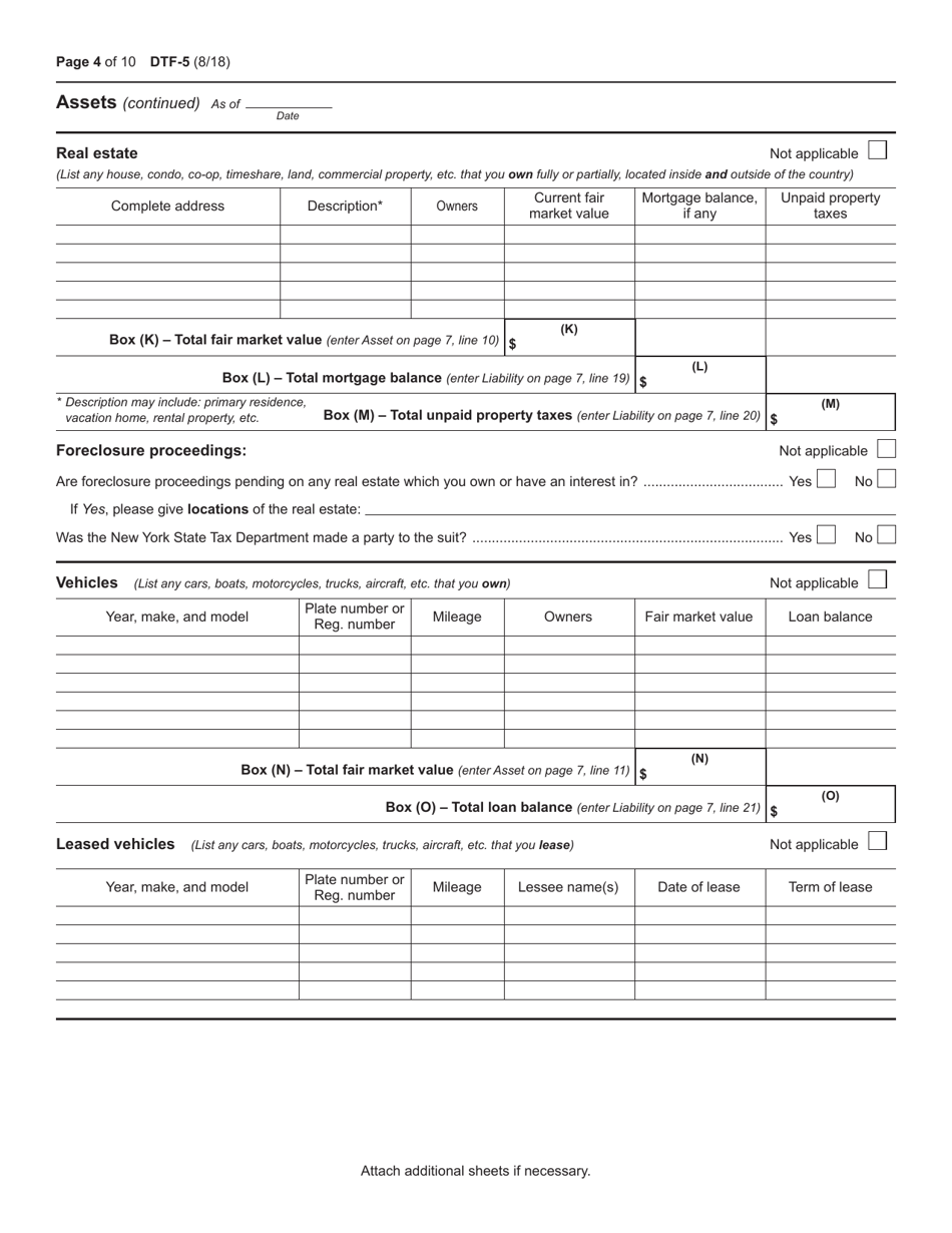 Form DTF-5 Statement of Financial Condition - New York, Page 4