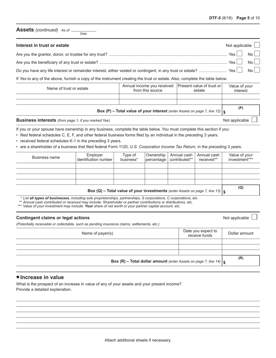 Form DTF-5 Statement of Financial Condition - New York, Page 5