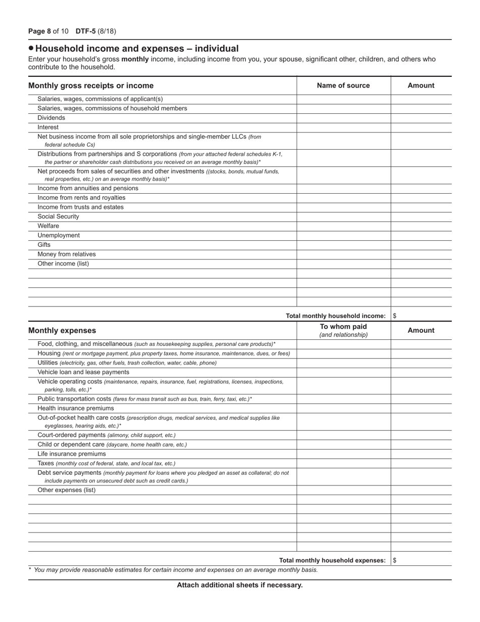 Form DTF-5 Statement of Financial Condition - New York, Page 8