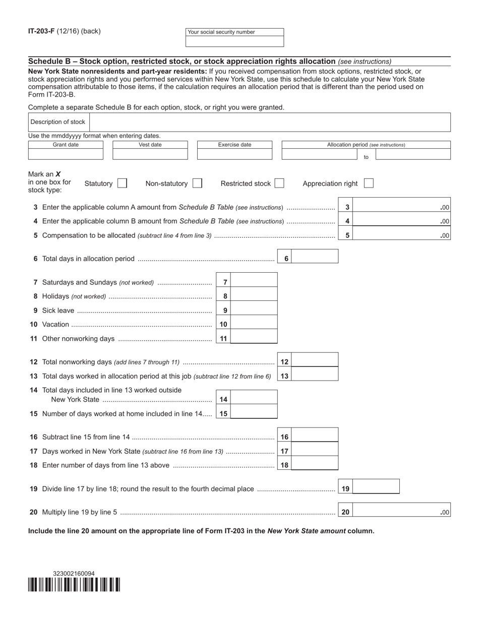 Form IT-203-F Multi-Year Allocation Form - New York, Page 2