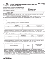Document preview: Form IT-260.1 Change of Resident Status " Special Accruals - New York