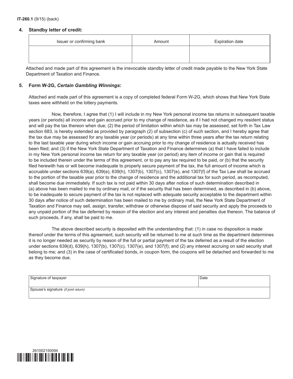 Form IT-260.1 Change of Resident Status  Special Accruals - New York, Page 2