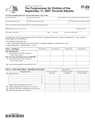 Document preview: Form IT-59 Tax Forgiveness for Victims of the September 11, 2001 Terrorist Attacks - New York