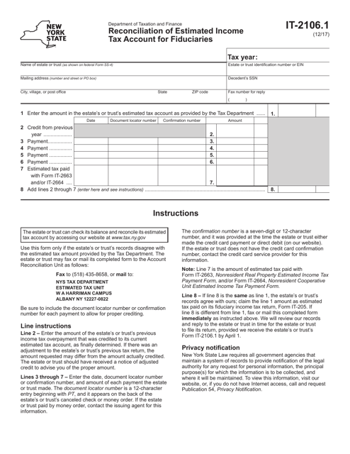 Form IT-2106.1  Printable Pdf
