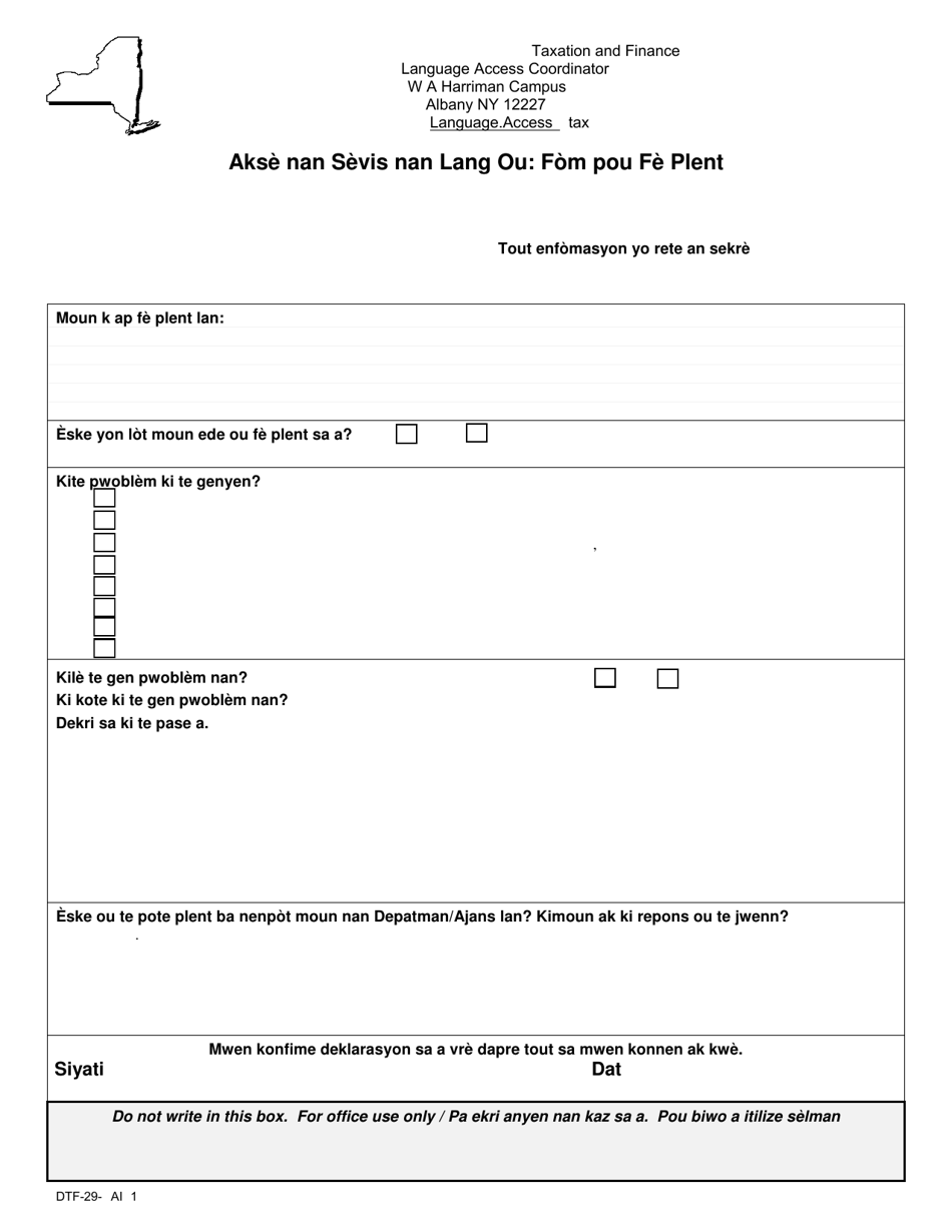 Form DTF-29-HAI - Fill Out, Sign Online and Download Fillable PDF, New ...