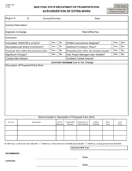 Form CONR104 Authorization of Extra Work - New York